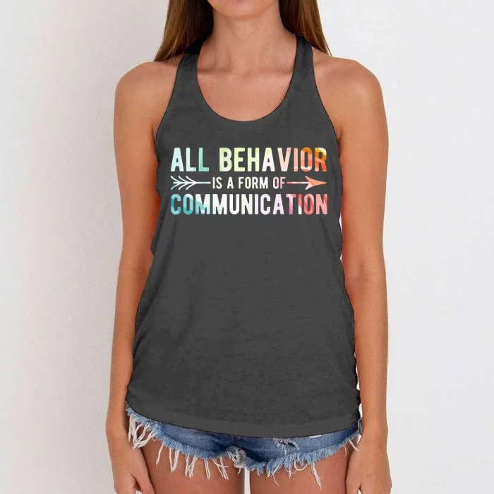 All Behavior Is A Form Of Communication Women's Knotted Racerback Tank