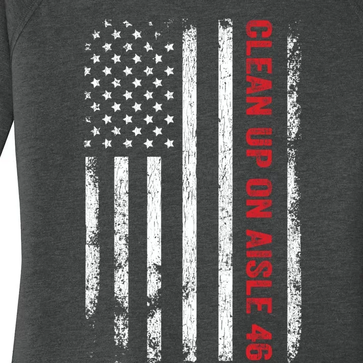 Anti Biden Impeach 46 8646 Clean Up On Aisle 46 Pro USA Flag Women's Perfect Tri Tunic Long Sleeve Shirt