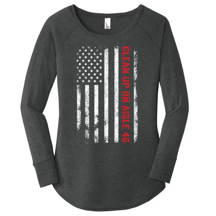 Anti Biden Impeach 46 8646 Clean Up On Aisle 46 Pro USA Flag Women's Perfect Tri Tunic Long Sleeve Shirt