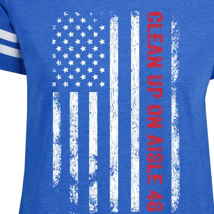 Anti Biden Impeach 46 8646 Clean Up On Aisle 46 Pro USA Flag Enza Ladies Jersey Football T-Shirt