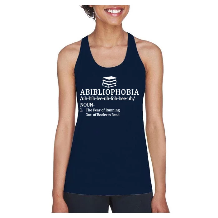 Abibliophobia The Fear Pf Running Out Books To Read Women's Racerback Tank