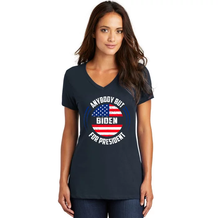 Anybody But Joe Biden For President Vintage Political 2024 Women's V-Neck T-Shirt