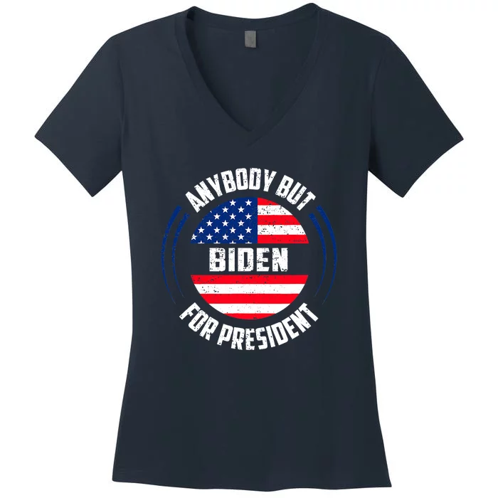 Anybody But Joe Biden For President Vintage Political 2024 Women's V-Neck T-Shirt