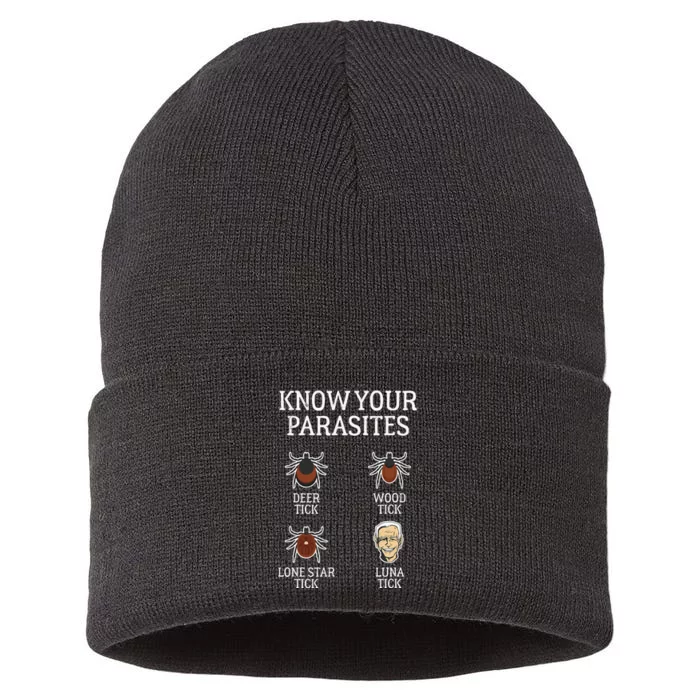 Anti Biden Know Your Parasites Lunatic Impeach Joe Biden Sustainable Knit Beanie