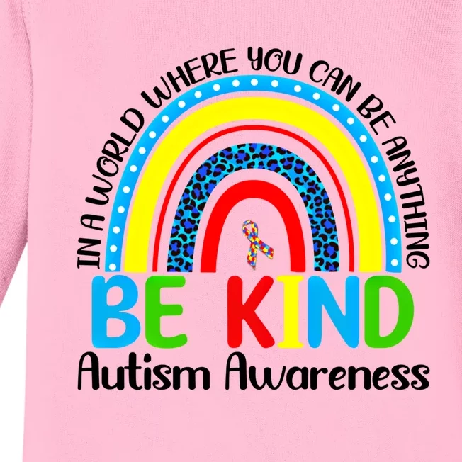 Autism Be Kind Rainbow Kindness Autism Awareness Month Gift Baby Long Sleeve Bodysuit