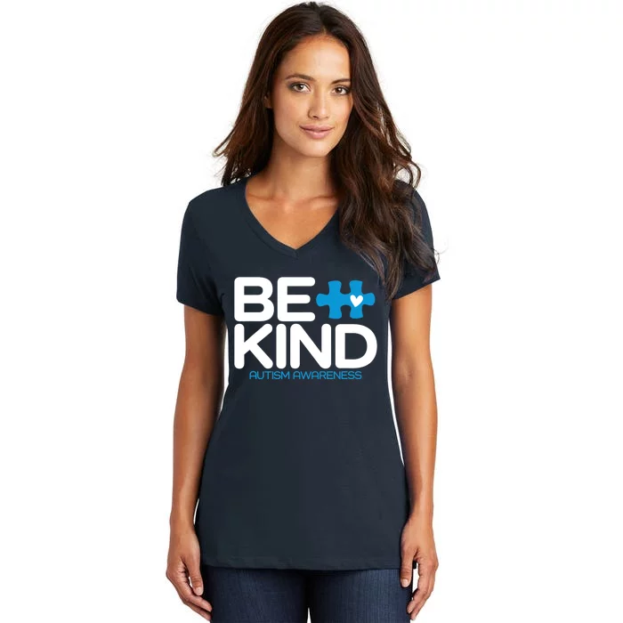 Autism Be Kind - Be Kind Autism Awareness Women's V-Neck T-Shirt