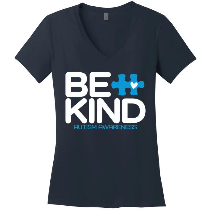 Autism Be Kind - Be Kind Autism Awareness Women's V-Neck T-Shirt