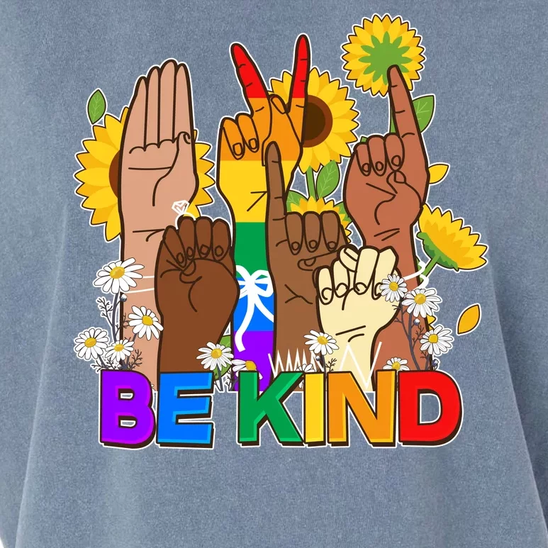 ASL Be Kind Sign Language Garment-Dyed Women's Muscle Tee