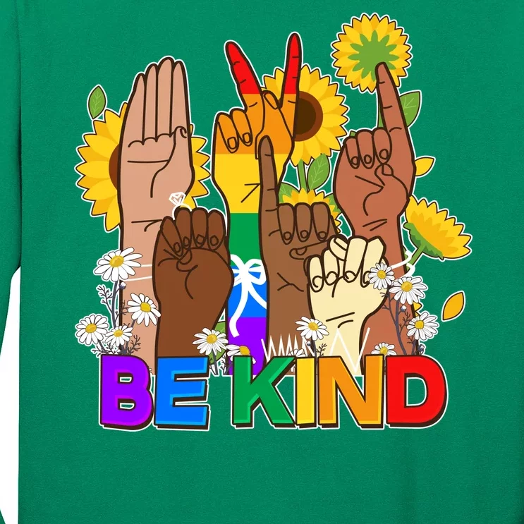 ASL Be Kind Sign Language Long Sleeve Shirt