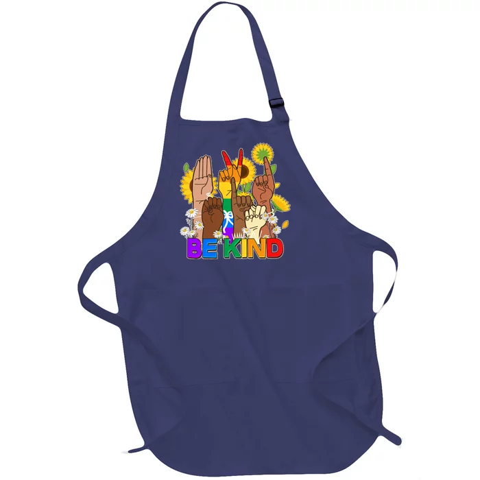 ASL Be Kind Sign Language Full-Length Apron With Pocket