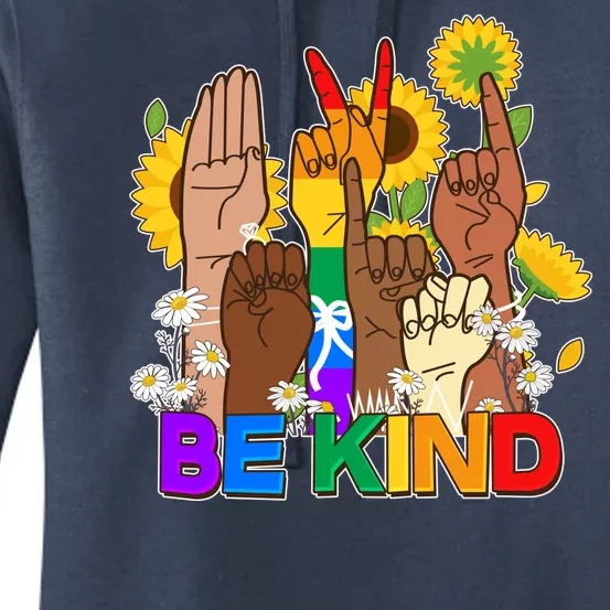 ASL Be Kind Sign Language Women's Pullover Hoodie