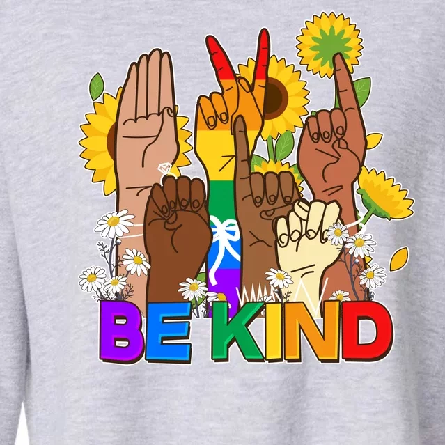 ASL Be Kind Sign Language Cropped Pullover Crew