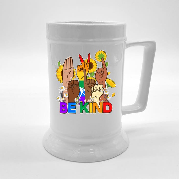 ASL Be Kind Sign Language Front & Back Beer Stein