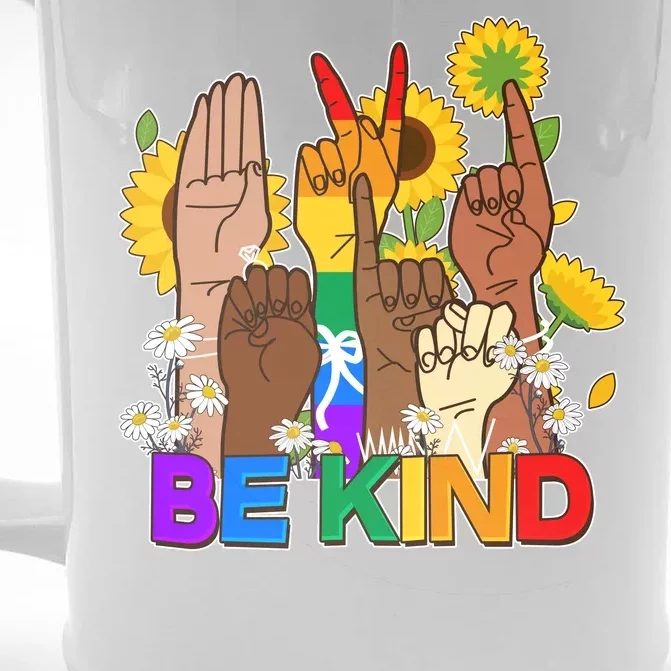 ASL Be Kind Sign Language Front & Back Beer Stein