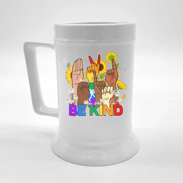 ASL Be Kind Sign Language Front & Back Beer Stein