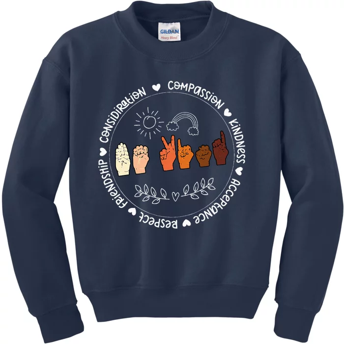 ASL be Kind Squad AntiBullying Unity Day Kindness Kids Sweatshirt