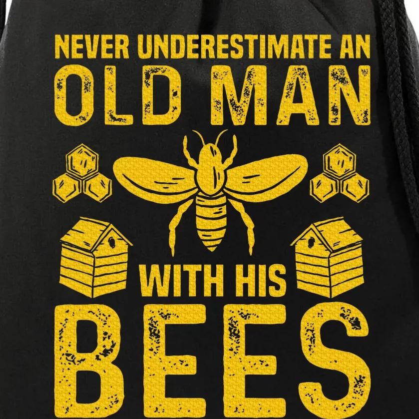 Apiary Bee Keeper An Old Man With His Bees Beekeeping Drawstring Bag