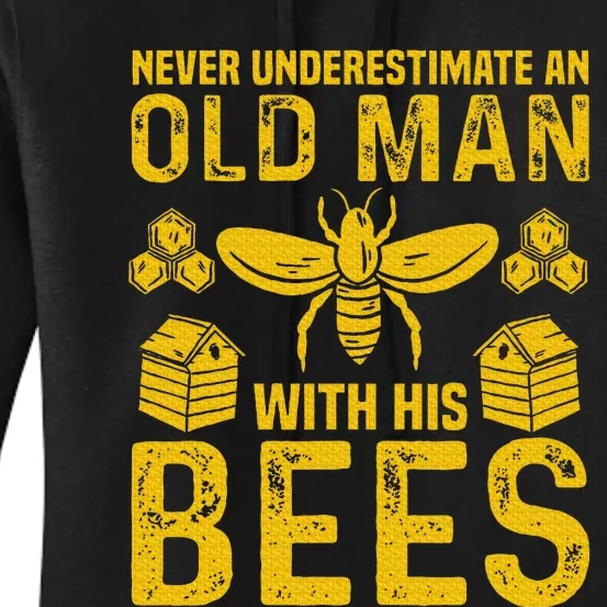 Apiary Bee Keeper An Old Man With His Bees Beekeeping Women's Pullover Hoodie