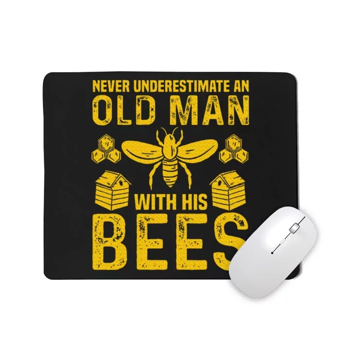 Apiary Bee Keeper An Old Man With His Bees Beekeeping Mousepad