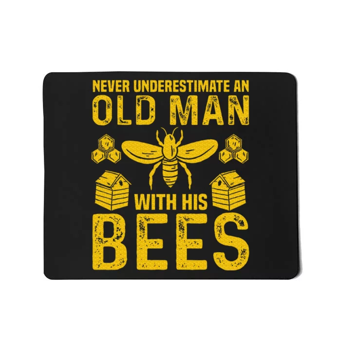 Apiary Bee Keeper An Old Man With His Bees Beekeeping Mousepad