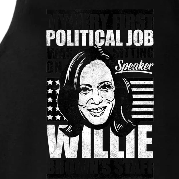 Anti Biden Kamala Harris First Job Willie Brown Female Vp Ladies Tri-Blend Wicking Tank