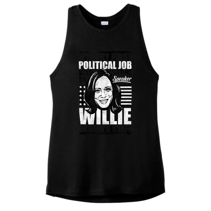 Anti Biden Kamala Harris First Job Willie Brown Female Vp Ladies Tri-Blend Wicking Tank