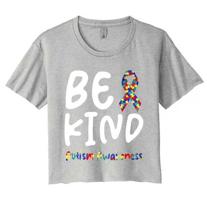 Autism Be Kind Be Kind Autism Awareness Cute Gift Women's Crop Top Tee