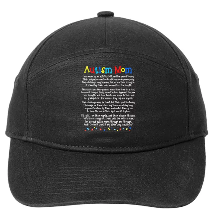 Autism Be Kind Autism Awareness For Autism Mom 7-Panel Snapback Hat