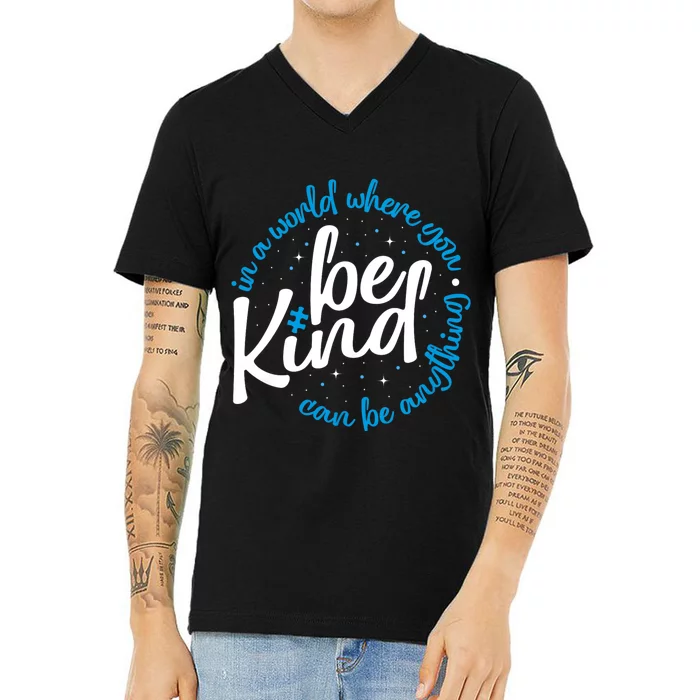 Autism Be Kind Be Kind Autism Awareness V-Neck T-Shirt