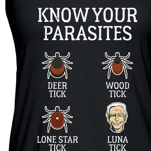 Anti Biden Know Your Parasites Lunatic Impeach Joe Biden Ladies Essential Flowy Tank