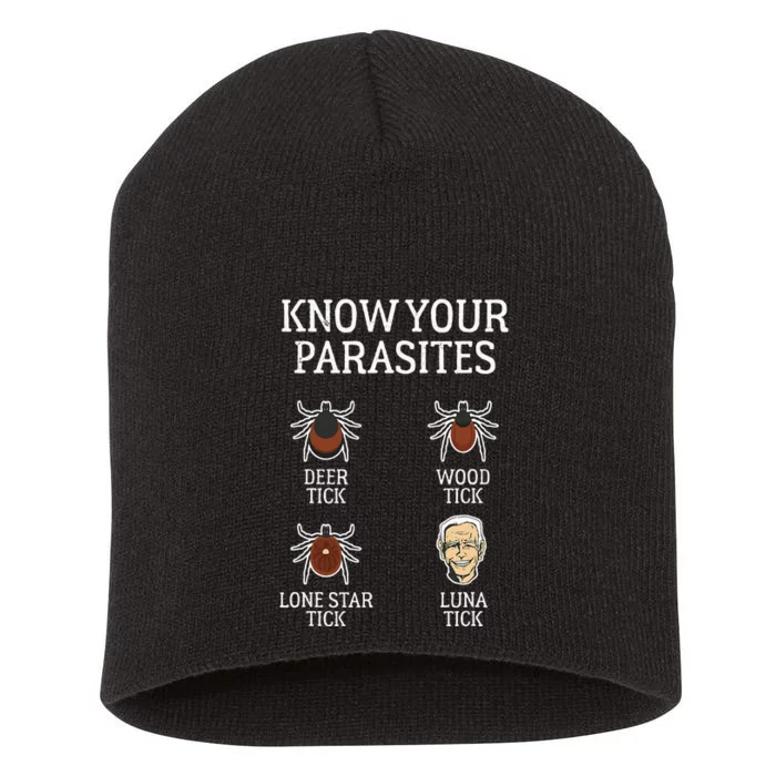 Anti Biden Know Your Parasites Lunatic Impeach Joe Biden Short Acrylic Beanie