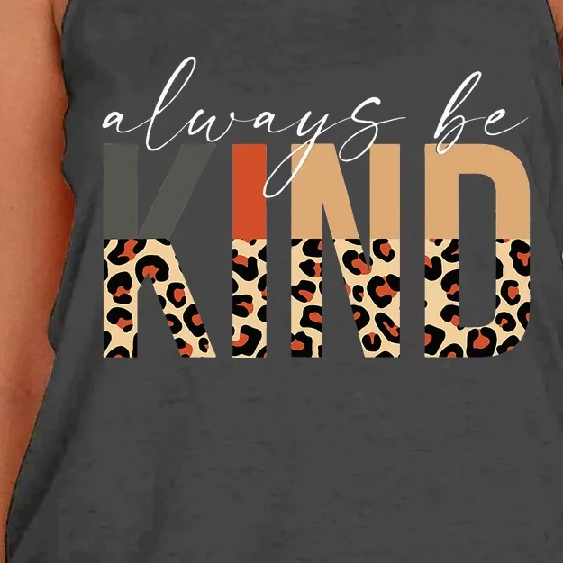 Always Be Kind Leopard Positive Kindness People Quote Women's Knotted Racerback Tank