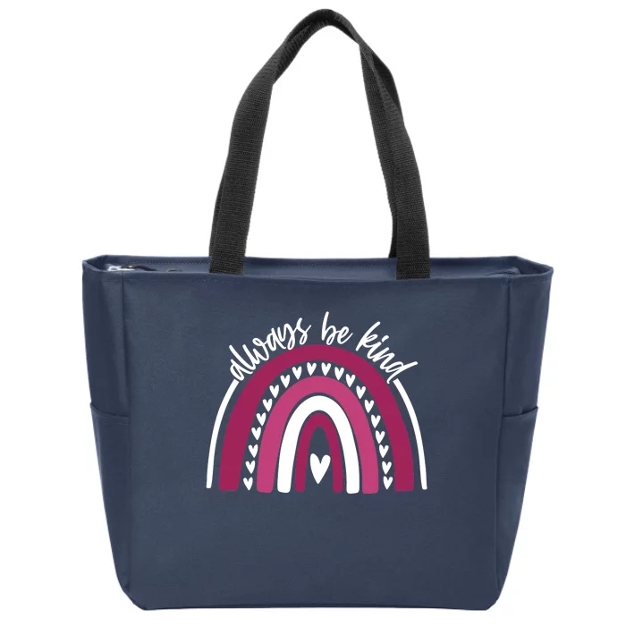 Always Be Kind Inspirational Rainbow Zip Tote Bag