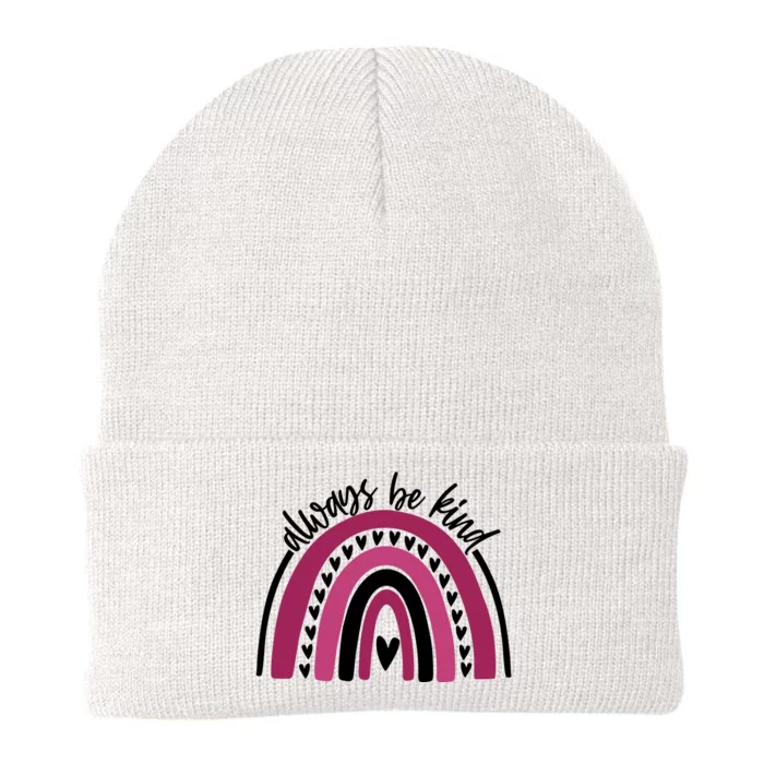 Always Be Kind Inspirational Rainbow Knit Cap Winter Beanie