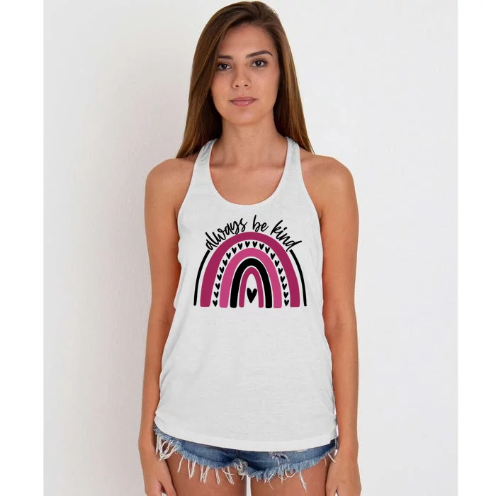 Always Be Kind Inspirational Rainbow Women's Knotted Racerback Tank