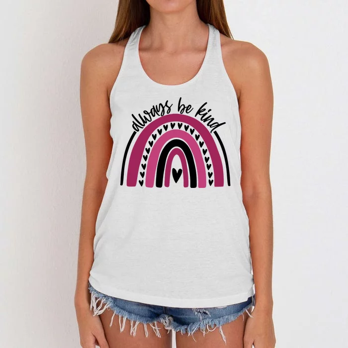 Always Be Kind Inspirational Rainbow Women's Knotted Racerback Tank