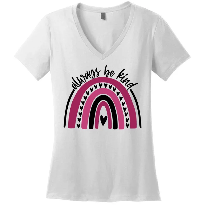 Always Be Kind Inspirational Rainbow Women's V-Neck T-Shirt