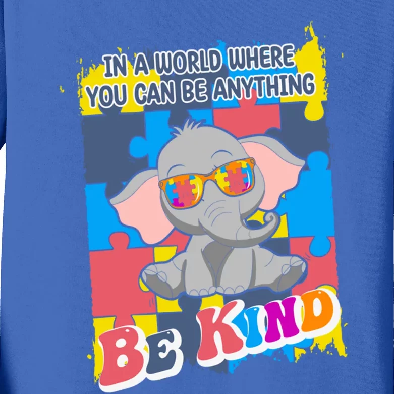 Autism Be Kind Elephant Puzzle Autism Awareness Gift Kids Long Sleeve Shirt