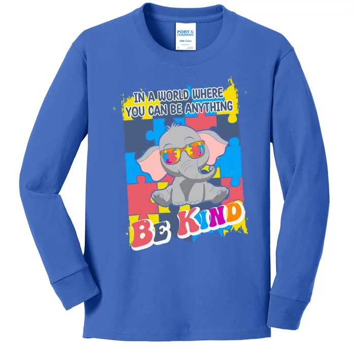 Autism Be Kind Elephant Puzzle Autism Awareness Gift Kids Long Sleeve Shirt