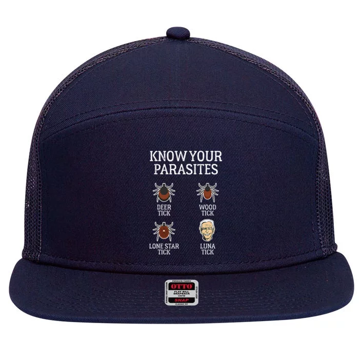 Anti Biden Know Your Parasites Lunatic Impeach 7 Panel Mesh Trucker Snapback Hat