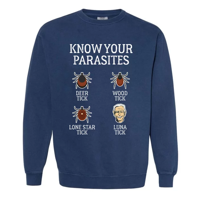 Anti Biden Know Your Parasites Lunatic Impeach Garment-Dyed Sweatshirt