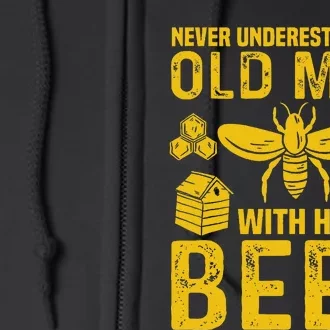 Apiary Bee Keeper An Old Man With His Bees Beekeeping Full Zip Hoodie