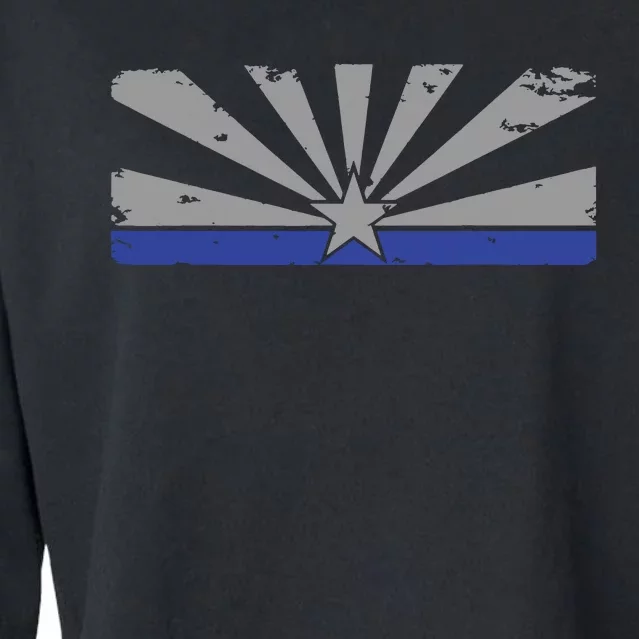 Az Blue Line American Retro Arizona State Flag Distressed Cropped Pullover Crew