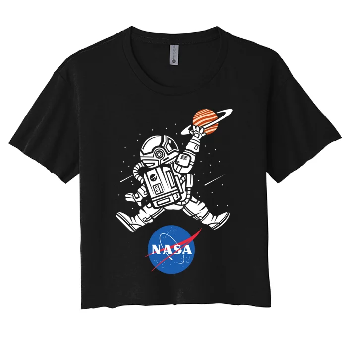 Astronaut Basketball League Slam Dunk NASA Women's Crop Top Tee