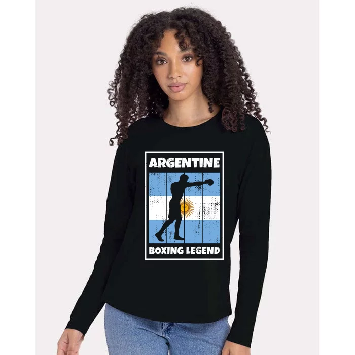 Argentine Boxing Legend With Flag For Argentina Boxer Gift Womens Cotton Relaxed Long Sleeve T-Shirt