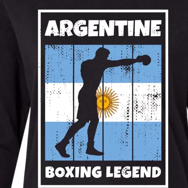 Argentine Boxing Legend With Flag For Argentina Boxer Gift Womens Cotton Relaxed Long Sleeve T-Shirt