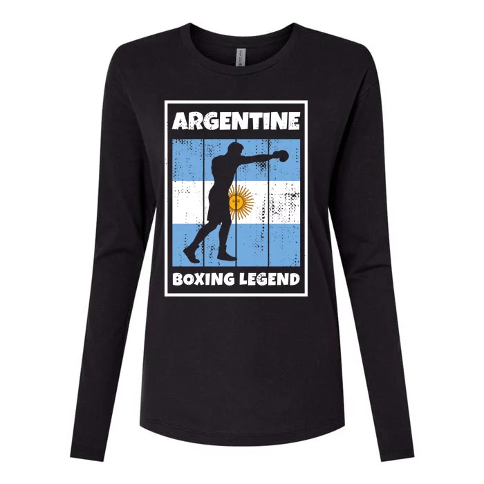 Argentine Boxing Legend With Flag For Argentina Boxer Gift Womens Cotton Relaxed Long Sleeve T-Shirt