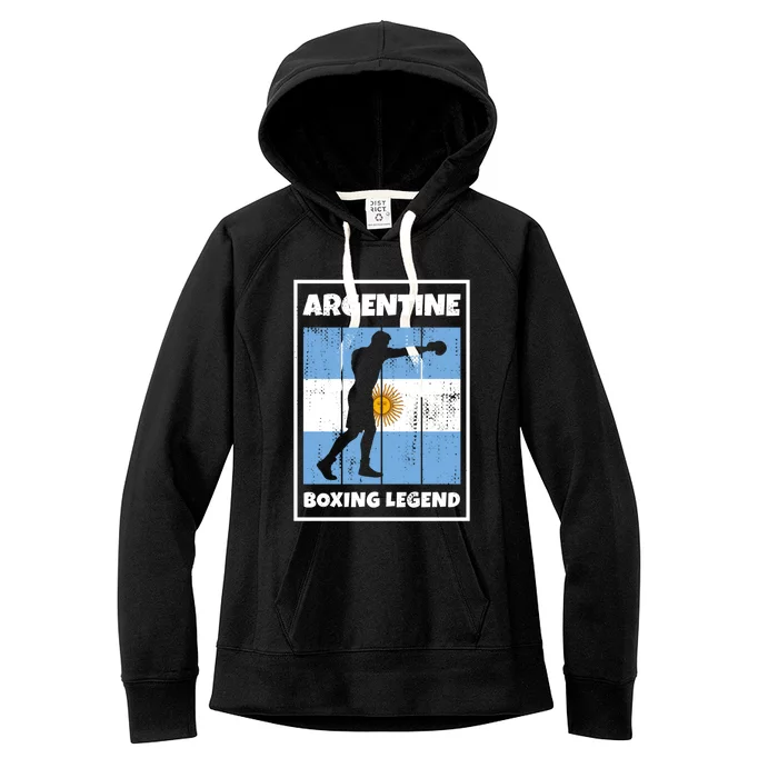 Argentine Boxing Legend With Flag For Argentina Boxer Gift Women's Fleece Hoodie