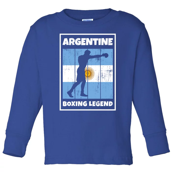 Argentine Boxing Legend With Flag For Argentina Boxer Gift Toddler Long Sleeve Shirt