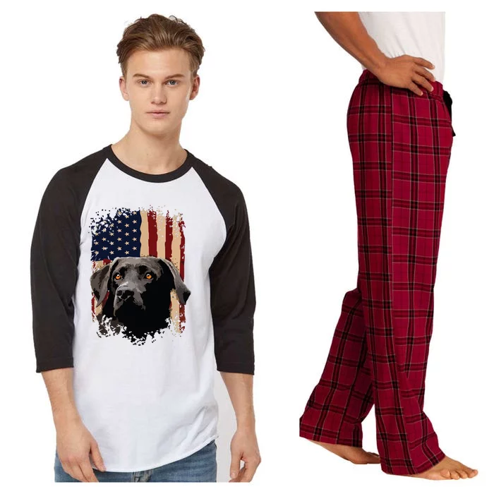 American Black Labrador USA Flag Lab Owner Raglan Sleeve Pajama Set